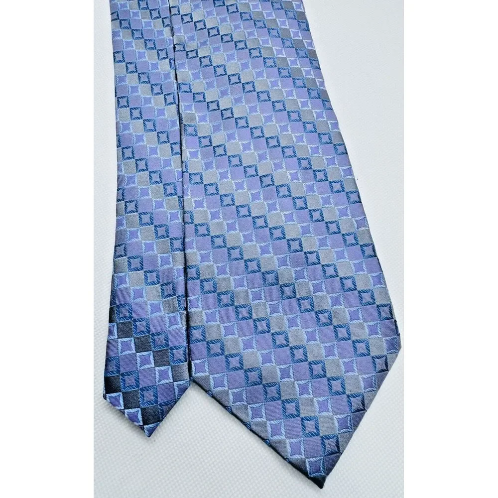 Joseph & Feiss 100% Silk‎ Tie Purple Jacquard Diamond 60